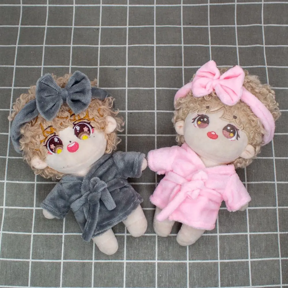 New Cute 10cm Cotton Doll Velvet Pajamas Clothes with Headband for 1/12 BJD Doll Sleep Clothes Bathrobe Accessories