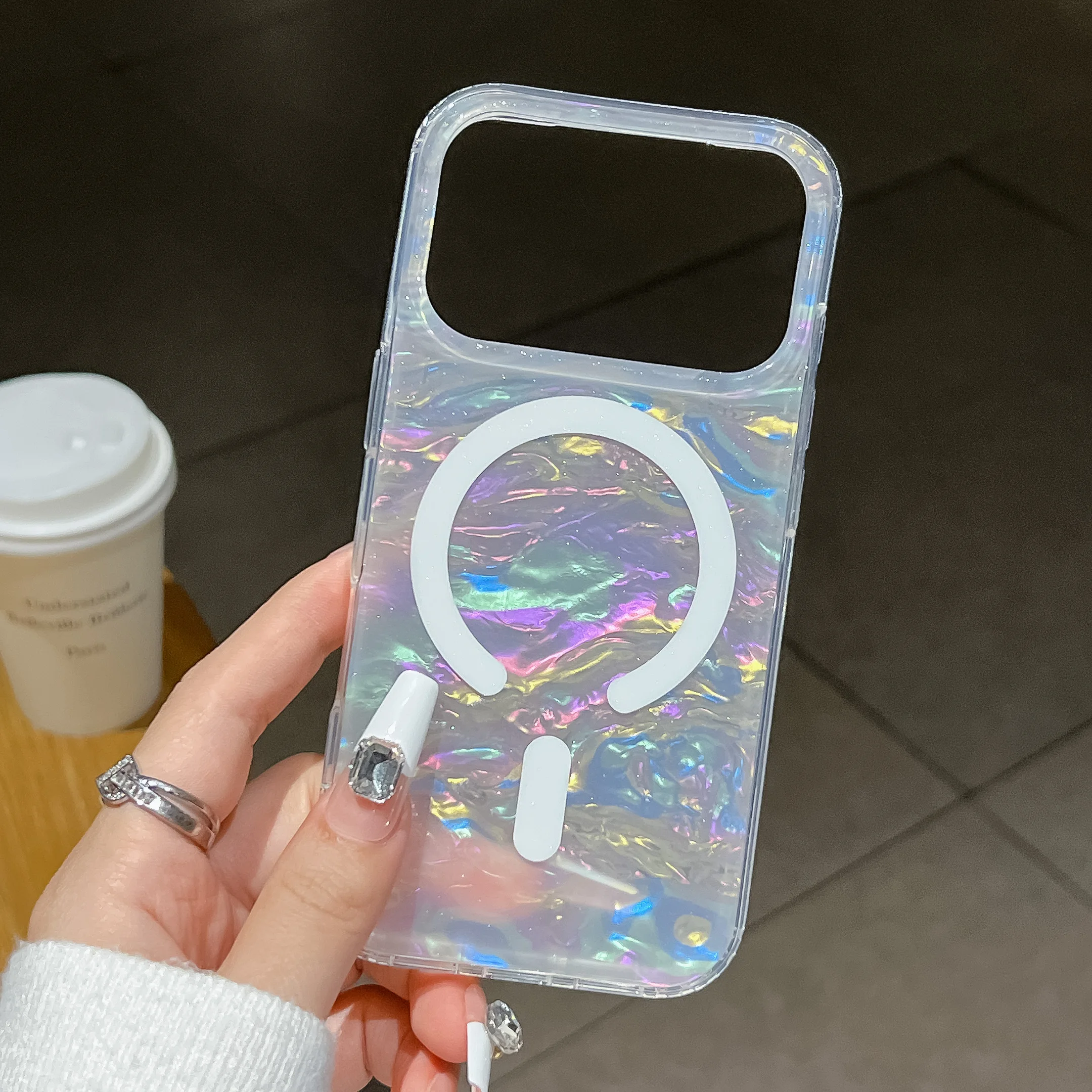 เคสแม่เหล็กเลเซอร์สำหรับ Magsafe สำหรับ iPhone 17 Air 16 15 14 13 12 11 Pro Max Plus ป้องกันการกระแทก ผิวด้าน รองรับการชาร์จไร้สาย