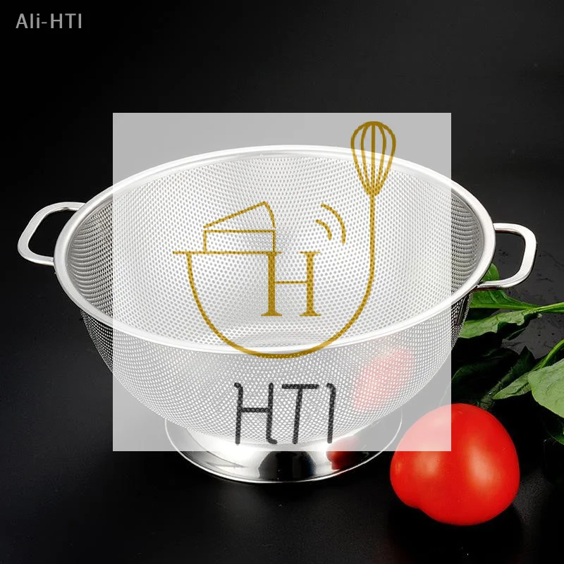 Stainless Steel Colander With Double Handle Food Pasta Strainer Basket With Self-draining Solid Ring Base Fine Mesh Filter