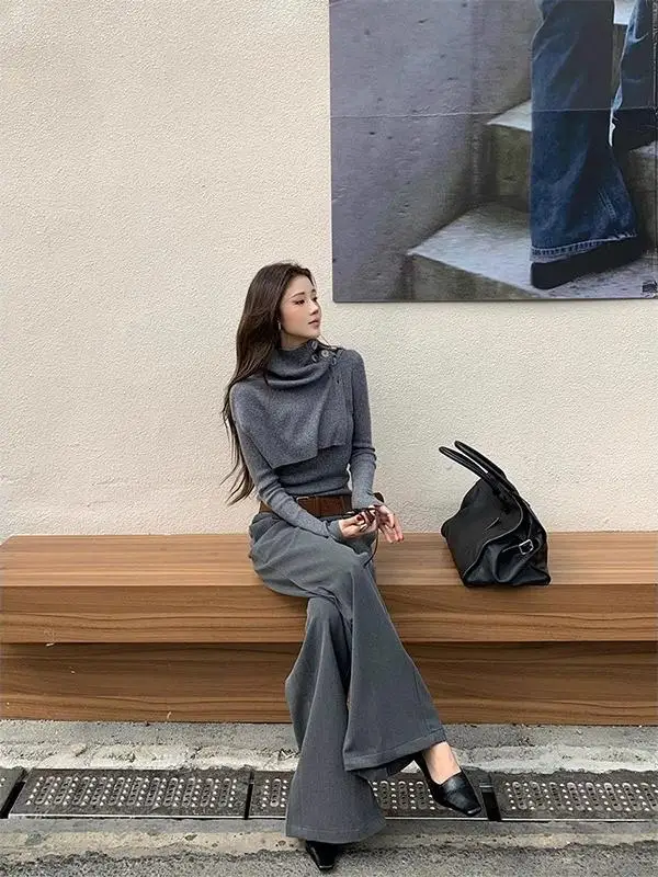 

Sweaters Jumpers Pullovers Womens Fall 2025 Fashion Woman Knitted Chipped Edging Baggy Concert Festival Rock Punk Grunge Leisure