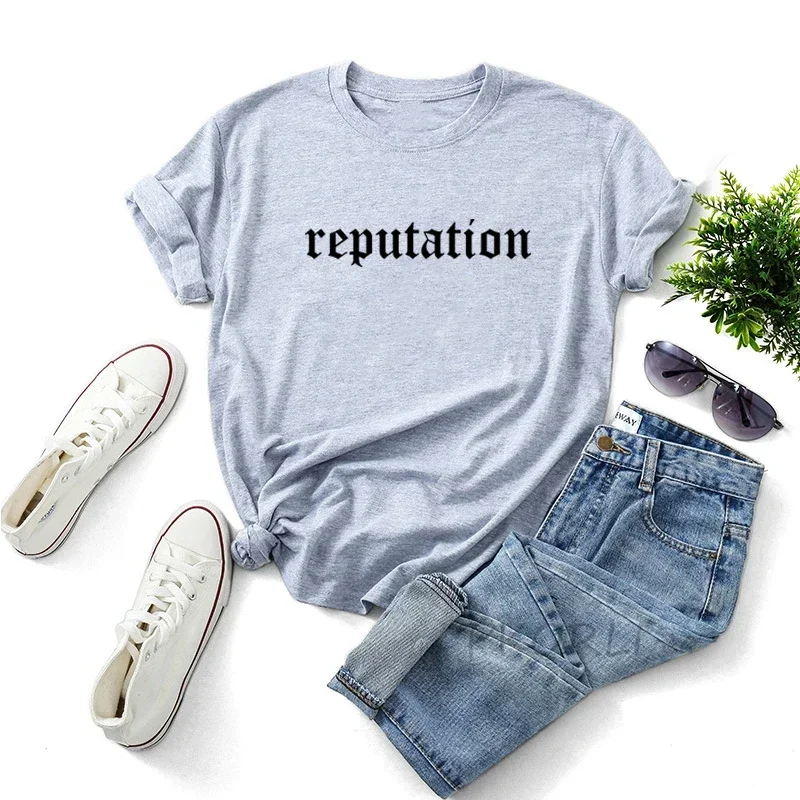 Reputation Merch Tshirt Cotton Letter Print Tshirt Folklore Short Sleeve T Shirts Casual Summer Round Neck Tee Shirt Streetwear