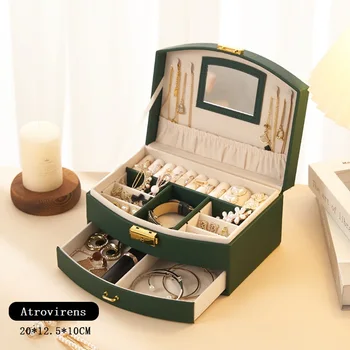 Hand-held luxury jewelry box, multi-layer drawer storage box, used to classify and store rings, earrings, necklaces