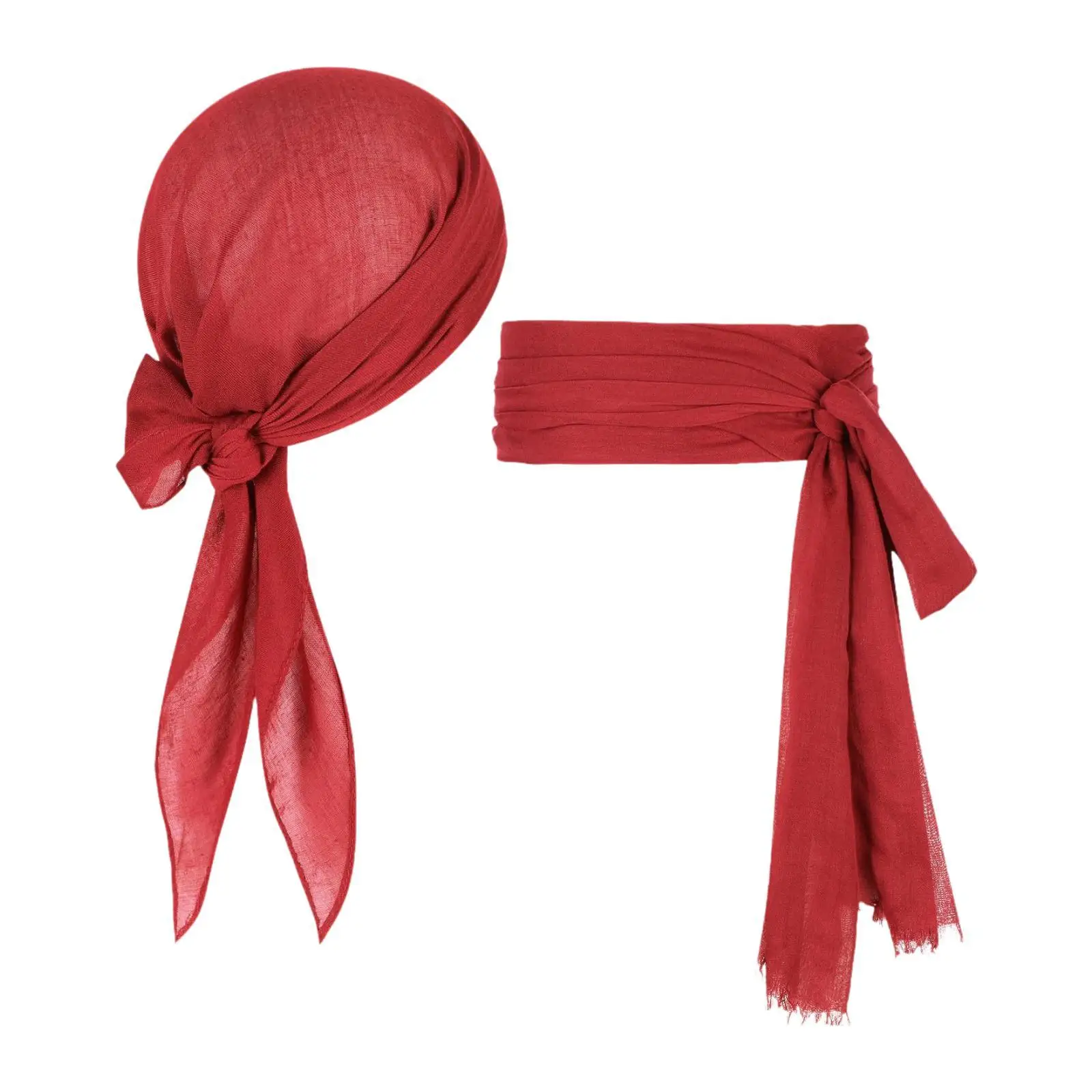 Pirate Costume Set Turban Sash Fancy Dress Decorative Decor Headwear for Party Stage Performance Birthday Men Role Playing