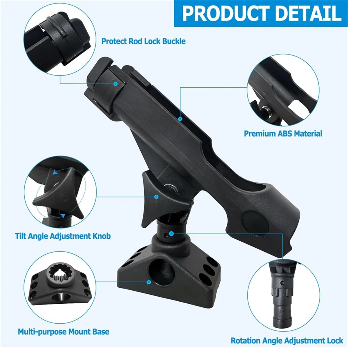 

2 Pack Fishing Rod Holders for Boat Adjustable Kayak Rod Holder Side Deck Mount Rod Holder Boat Fishing Pole Holder