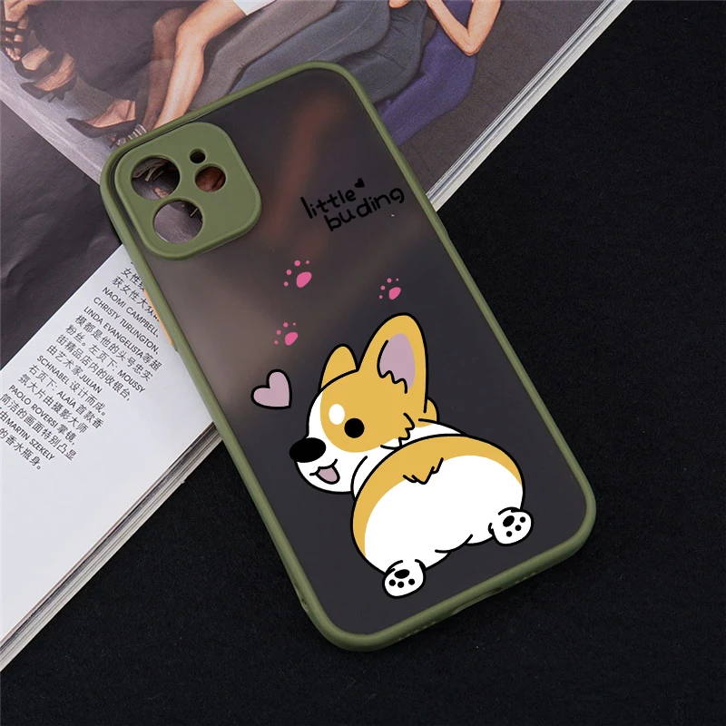 Cartoon Dog Corgi Phone Case for iPhone 17 16 15 13 11 Pro Max Mini 7 14 Plus SE Cute Love Heart Hard Clear Matte Pattern Cover