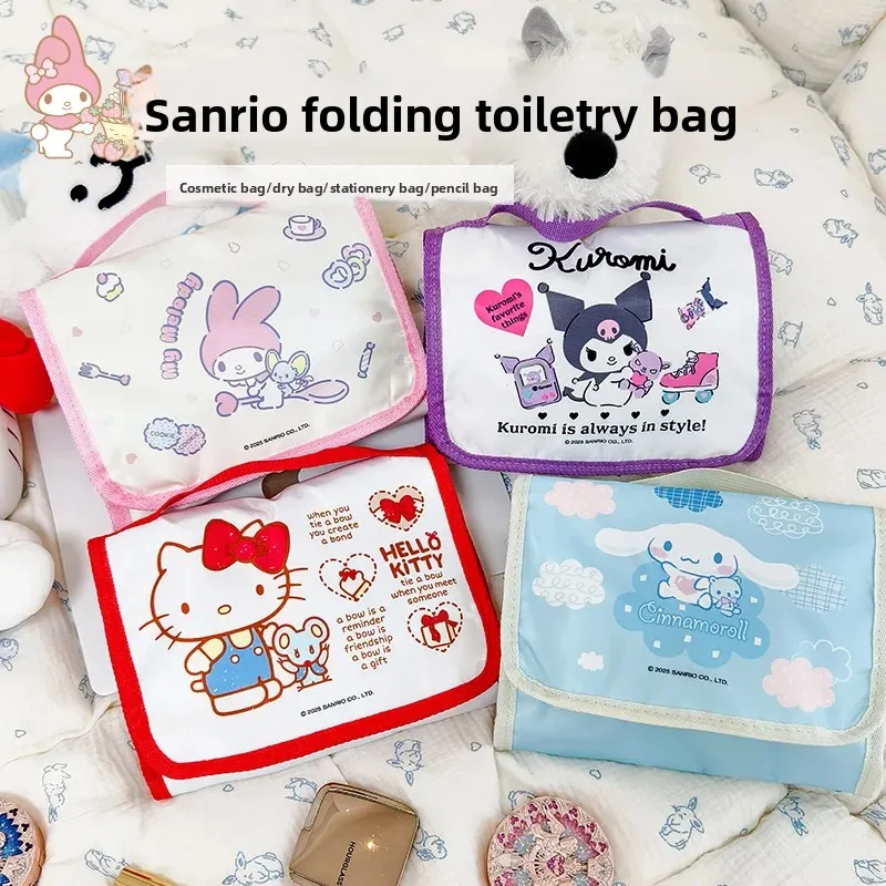 

Hello Kitty Melody Sanrio Foldable Cosmetic Bag Cute Travel Organizer Portable Hook Hanging Toiletry Pouch