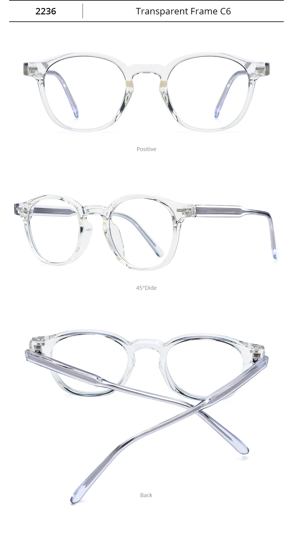 NIANZHEN TR90 Brillengestell Herren Quadratisches Markendesign Brillen Damen Retro Vintage Brillen Ultraleichte Japanische Brillen 2236 – Detail 6
