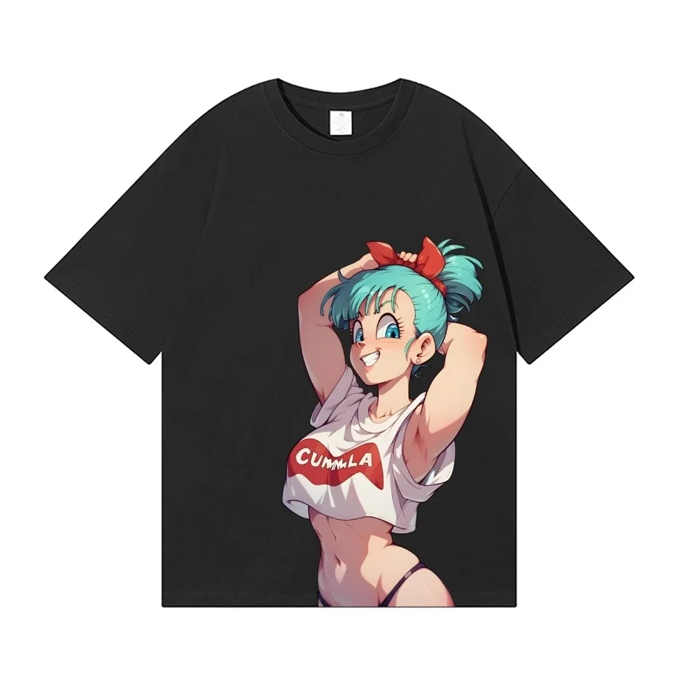 Dragon Ball Herren-Freizeit-T-Shirt – Sommerliches japanisches klassisches Bulma-Muster, hochwertiges, weiches und bequemes Kinderbekleidungsshirt – Detail 8
