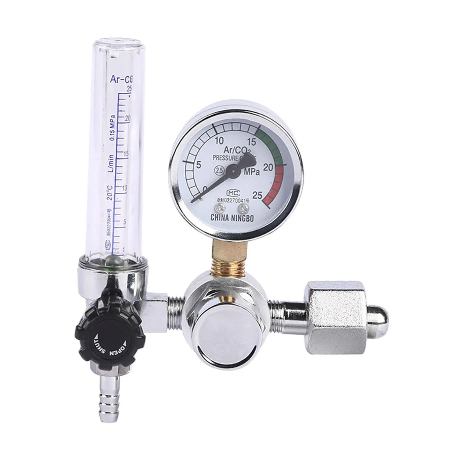 Ar Regulator 0-25mpa East to Record Good Sealing G5/8 Thread with Control Valve Clearly Display Argon Pressure Reducer