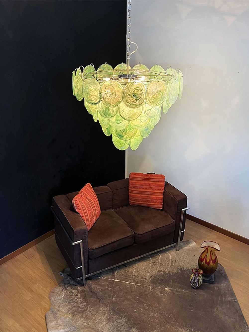 French Glass Art Dimmable LED Chandelier