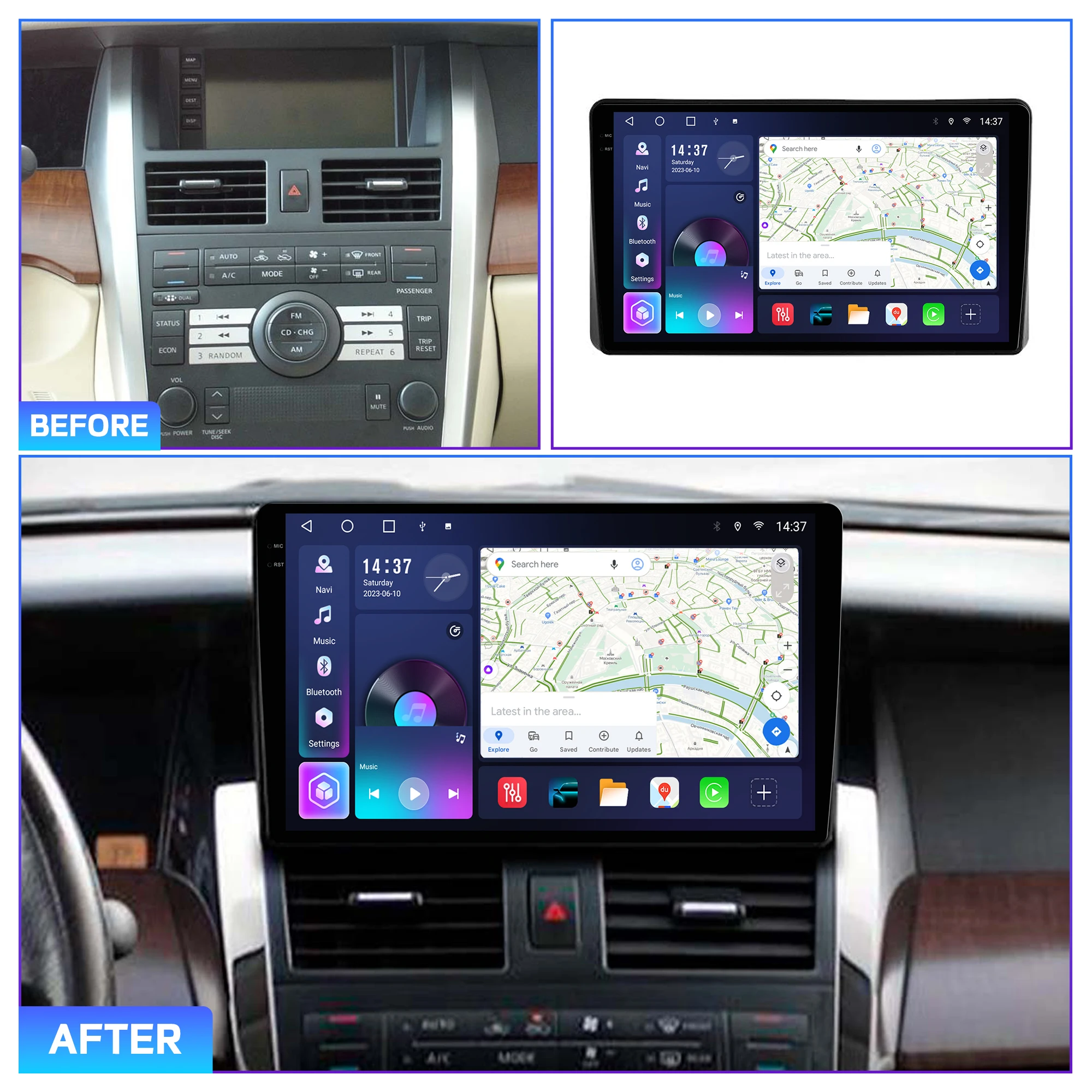 Penhui Android Car DVD Player 2 Din for Nissan Teana J31 2003 - 2008 Multimedia Screen with DSP, Bluetooth, Audio & CarPlay
