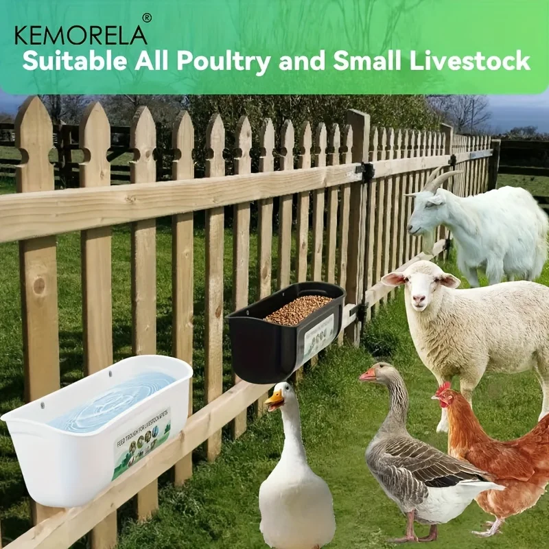 KEMORELA 2/4/6 PCS Chicken Small Pet Food Basin Fence Feed Trough And  Goat Feeder Hanging Duck Goose Drinking Trough With Clip