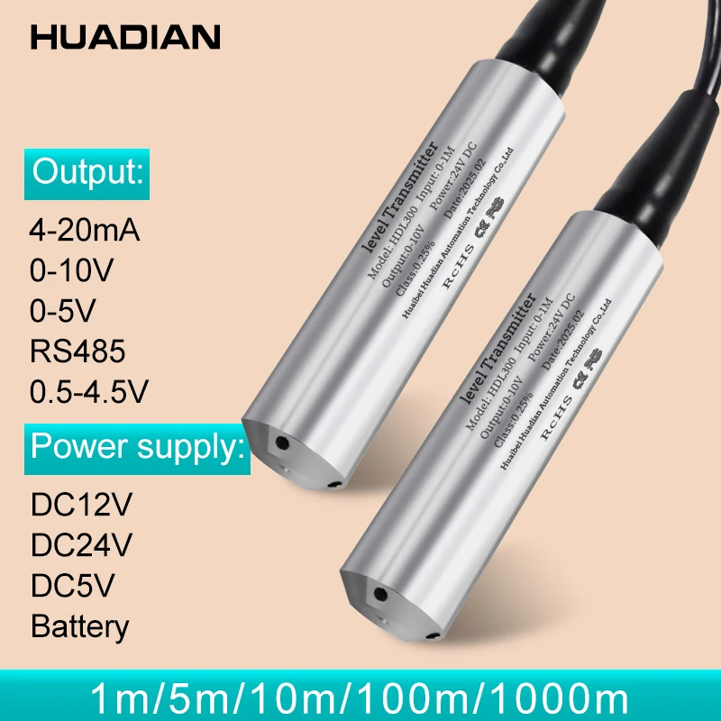 smart Waterproof Stainless Steel submersible tank level gauge with monitor 4-20ma output