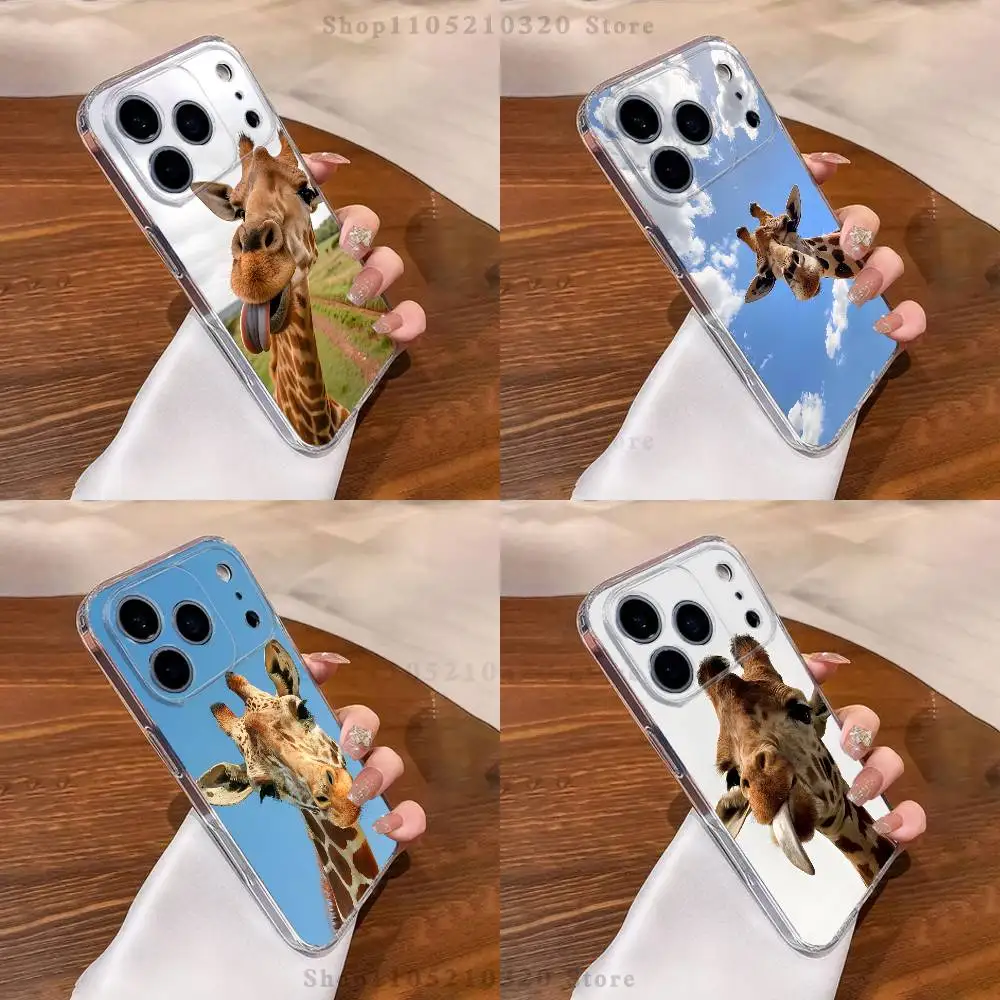 

Cute Funny Animal Giraffe Phone Case For iPhone 17,16,15,14,13,12,11 Pro,Max,Plus,XR,Mini,E Clear Full-coverage Soft Cover