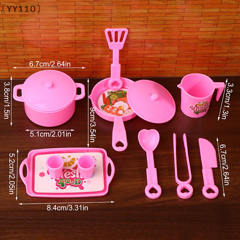 maveraYY110 Utensiles de table ensemble d'ustensiles de cuisine maison de poupée Simulation Pot plateau tasse ensemble poupée maison cuisine décoration semblant jouer jouets enfant cadeaux