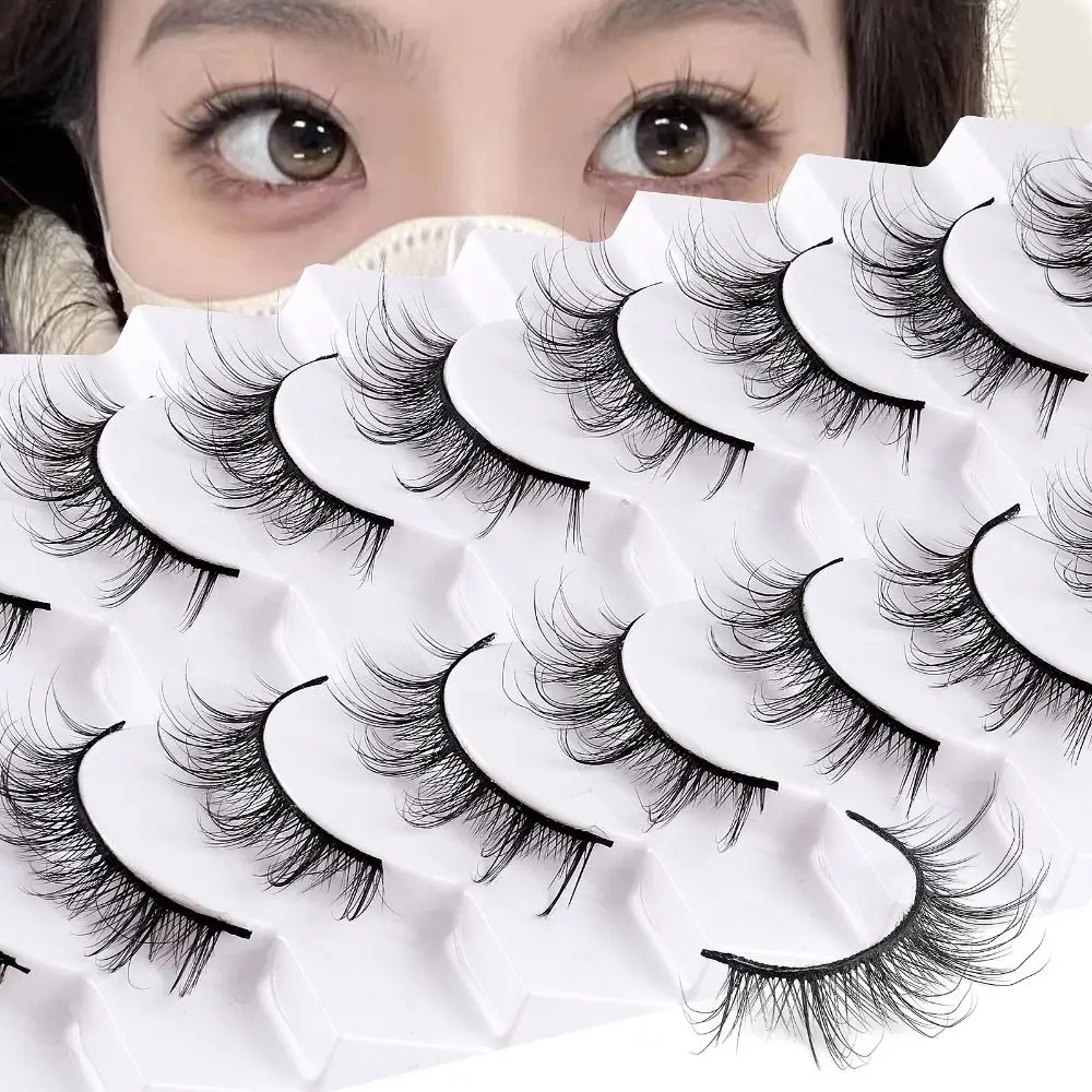 10 pares de pestañas postizas naturales largas de belleza para mujer pestañas de visón 3D esponjosas y tenues banda negra volumen pestañas extensión de pestañas