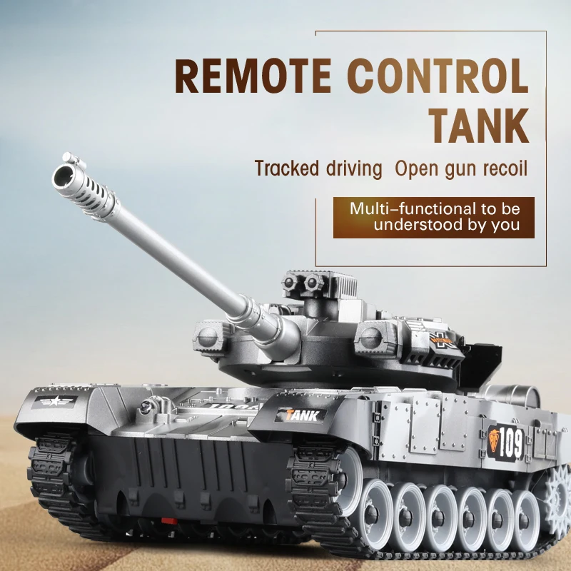 RC Tank 2.4G 4CH Remote Control Crawler Tank Shoot Electronic Vehicle Radio Controlled War Tiger M1 Leopard Toys For Boys Gift