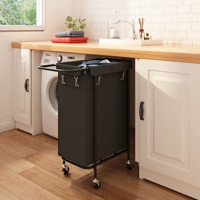 Nordic Solid Color Oblong Laundry Baskets Movable High-capacity Bedroom Laundry Baskets Water-Repellent Simple Home Storage