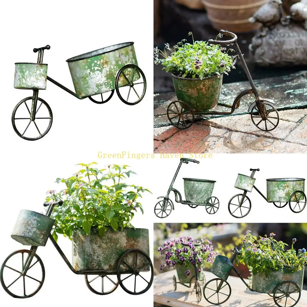 F68D Flower Pot Handicraft Iron Planter Pot Flower Bucket Ornament Desktop