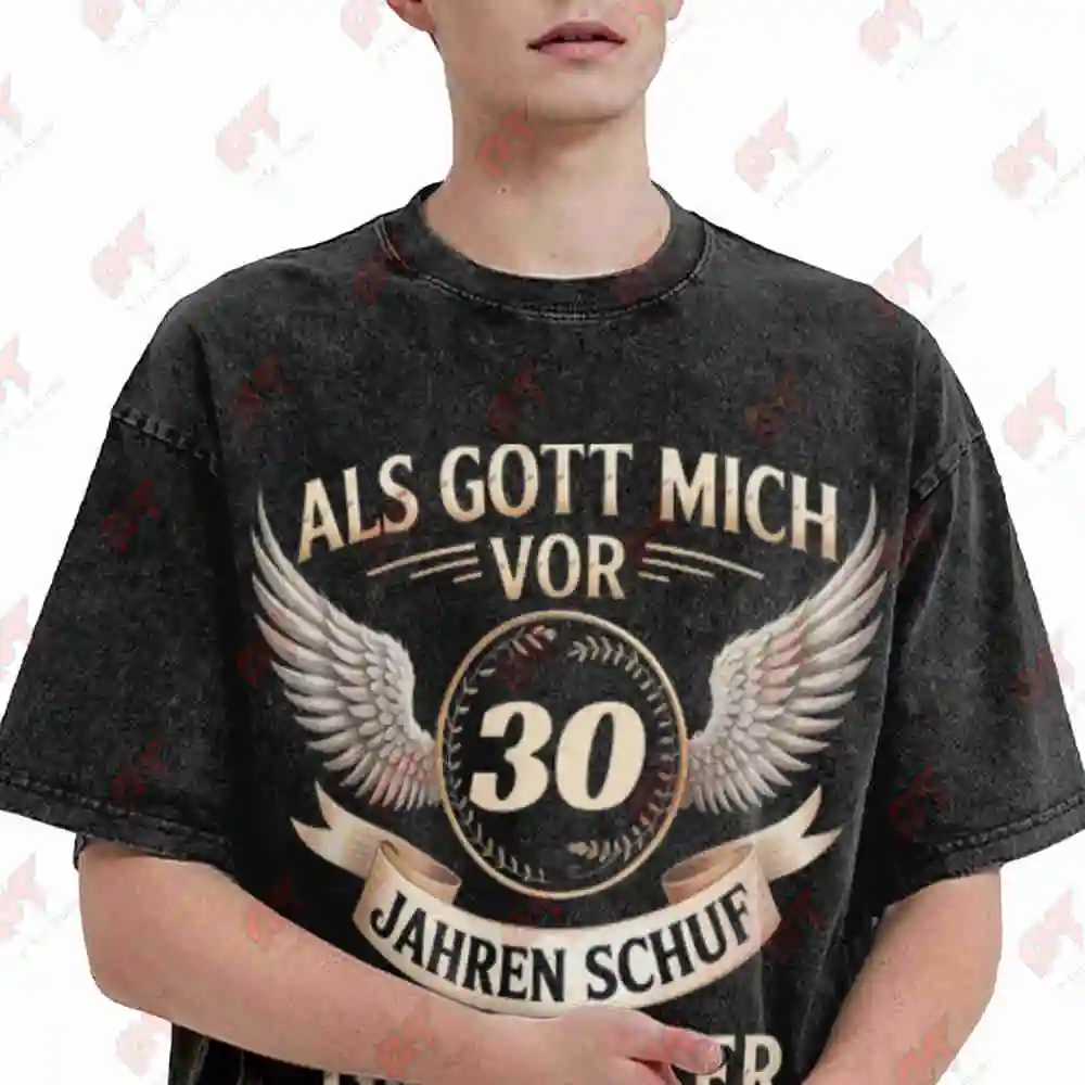 30th Birthday German Vintage Washed Tee Pure Cotton T-Shirt