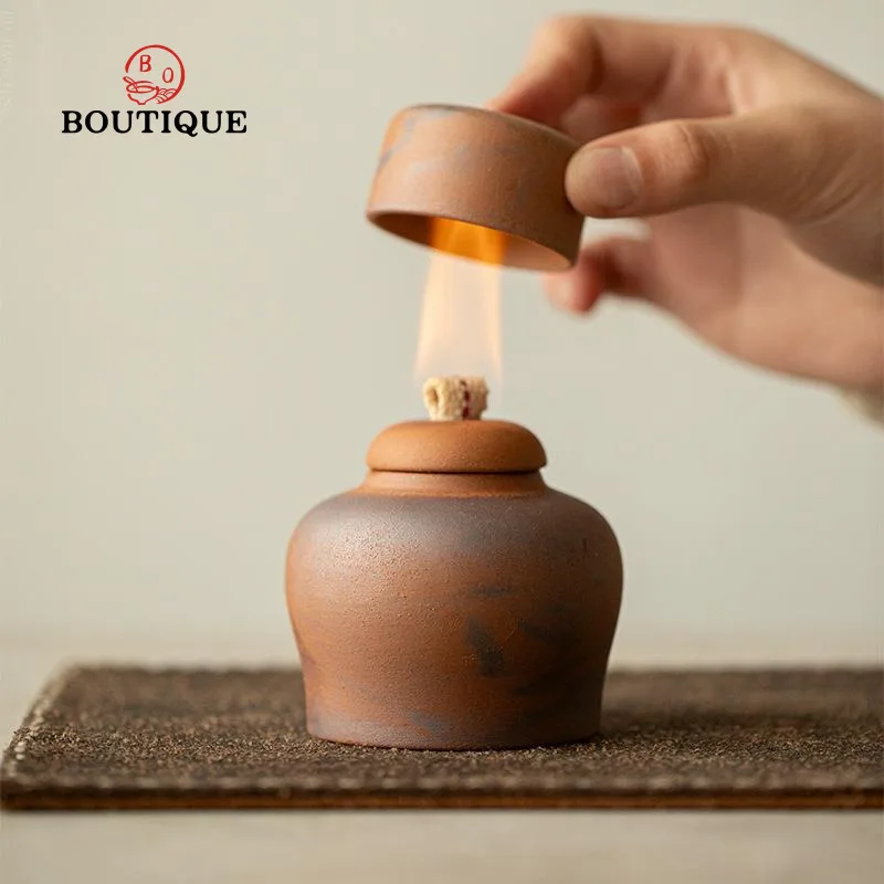 Lámpara de Alcohol pequeña de roca antigua Retro, estufa de té combinada, calentador de velas, Zen chino, Kung Fu, ceremonia del té, estufa de Alcohol con calentador de té