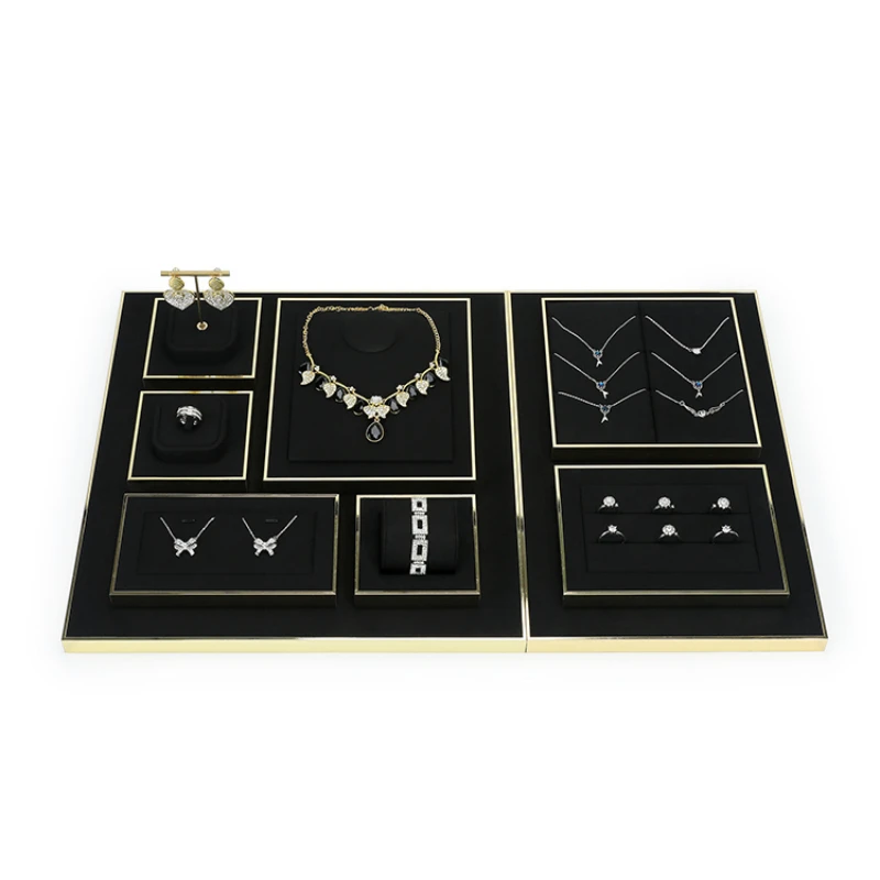 Jewelry counter display props, new high-end metal jewelry showcase, window display rack, earrings, rings, necklaces display rack