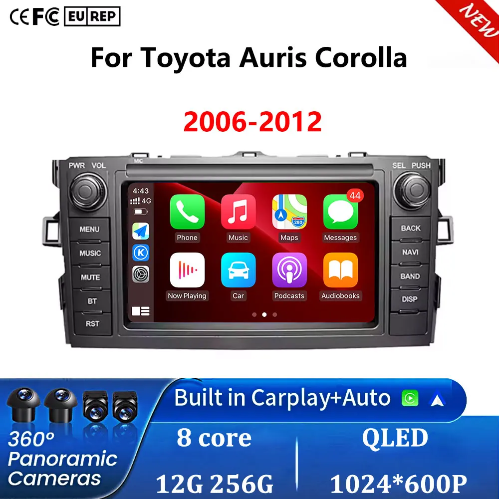 WIFI 4G DSP GPS Android 16 Wireless CarPlay Für Toyota Auris Corolla 2006-2012 Autoradio Intelligenter Multimedia-Player Auto
