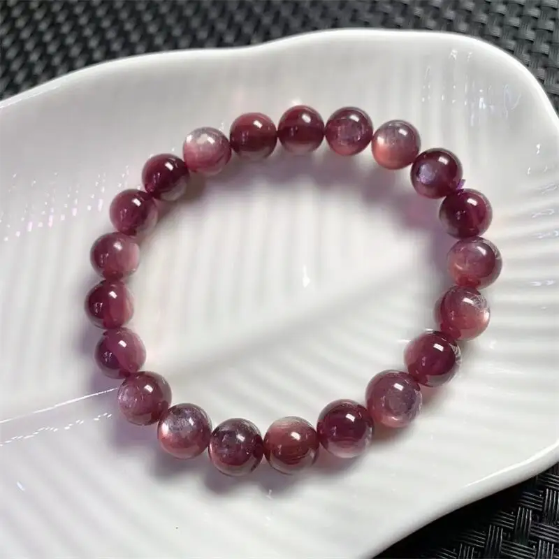 9MM Natural Purple Lepidolite Bracelet Smooth Round Gem Stone Beads For Jewelry Making Design women Gift 1PCS