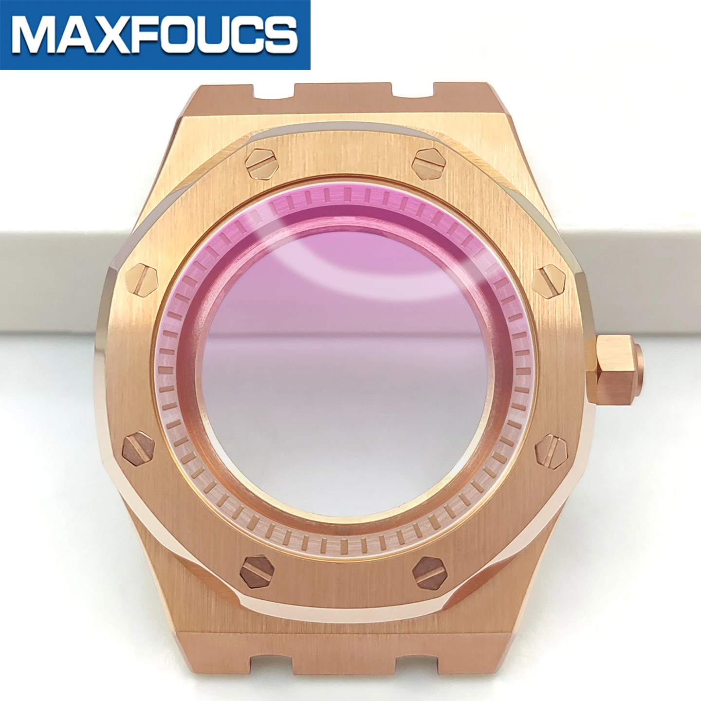 A.P. Uhrengehäuse im Stil MOD SKX NH35 NH36 4R36 Roségold Edelstahl Glänzend/Gebürstet Krone Saphirglas Uhrengehäuse Kundenspezifische Teile – Detail 18
