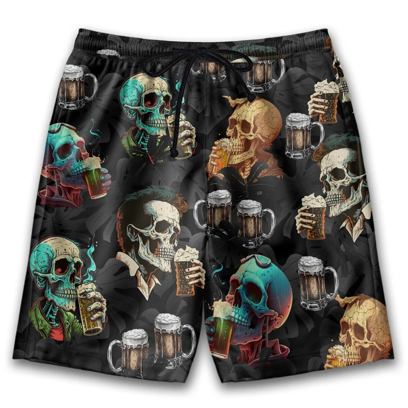 Pantalones cortos de playa hawaianos con estampado 3D de cerveza divertida, bañadores de Hip Hop para vacaciones, ropa de baño informal para niños