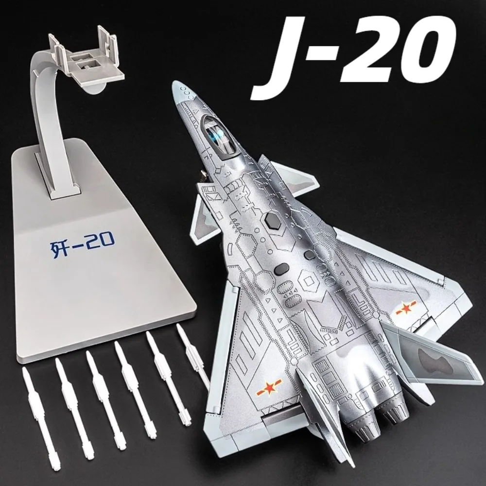

1:84 Scale J-20 Stealth Fighter Model Toy Sound Light One Click Ejection Missile Military Aircraft Models Kids Hobbies Gifts
