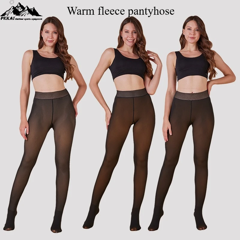 

High Quality Transparent Outer Wear with Thick Fleece Pantyhose for Women Autumn and Winter Warmth Plus Plus Plus One Size Pants