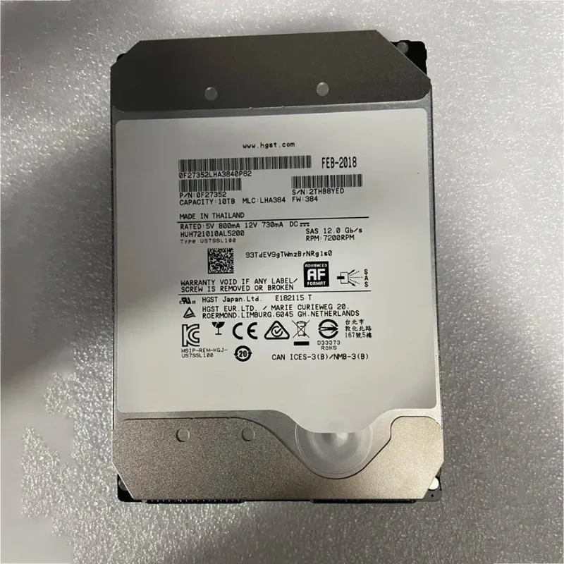 10TB HGST Ultrastar He10 SAS 12Gb/s HUH721010AL5200 7200RPM 256MB 3.5