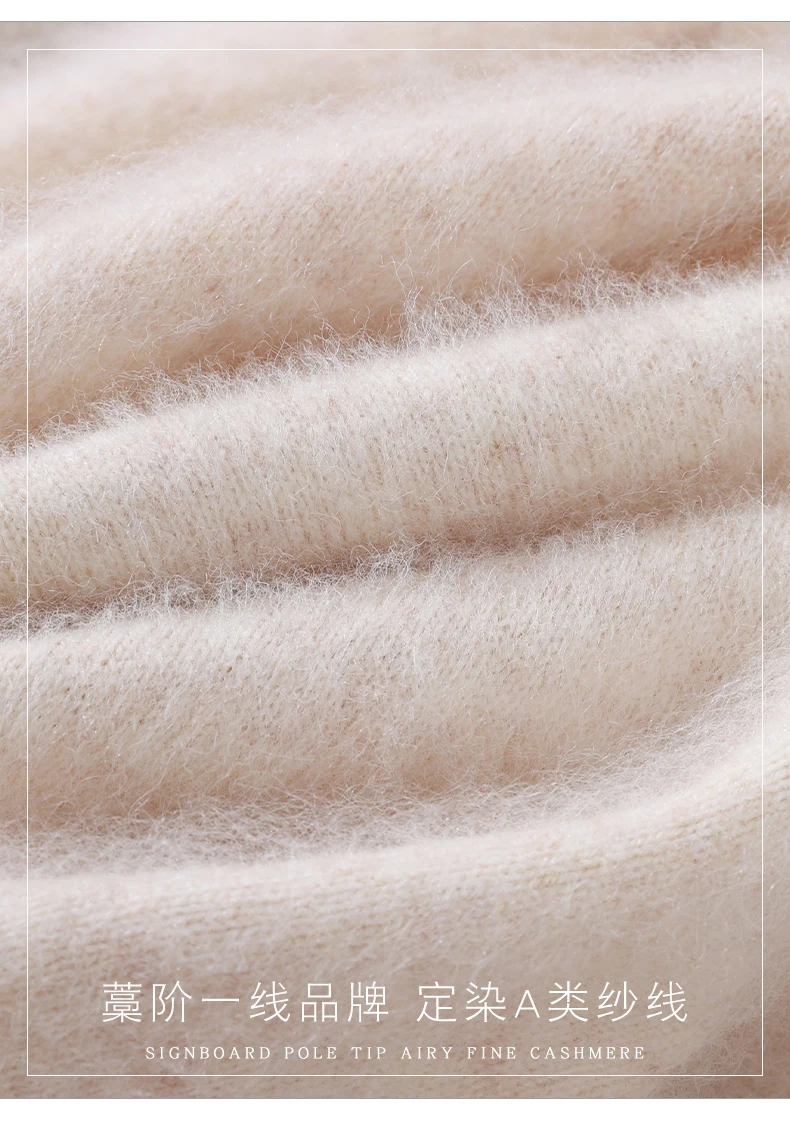 100% Pure Mink Fur Sweater Women's Pullover High Neck Knitted Sweater Autumn Winter New Item Pile Collar Thick Soft Base Sweater