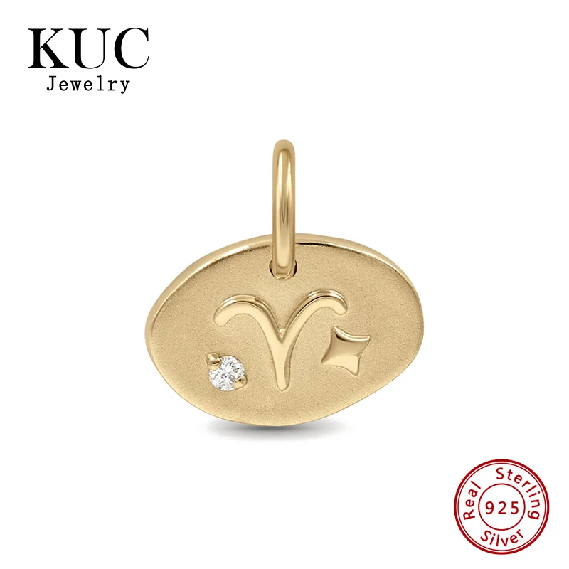 

Chic Stylish Fine Jewelry Accessories Plata 925 Sterling Silver 18k Gold Plated Zodiac Charm Pendant for Necklaces Women