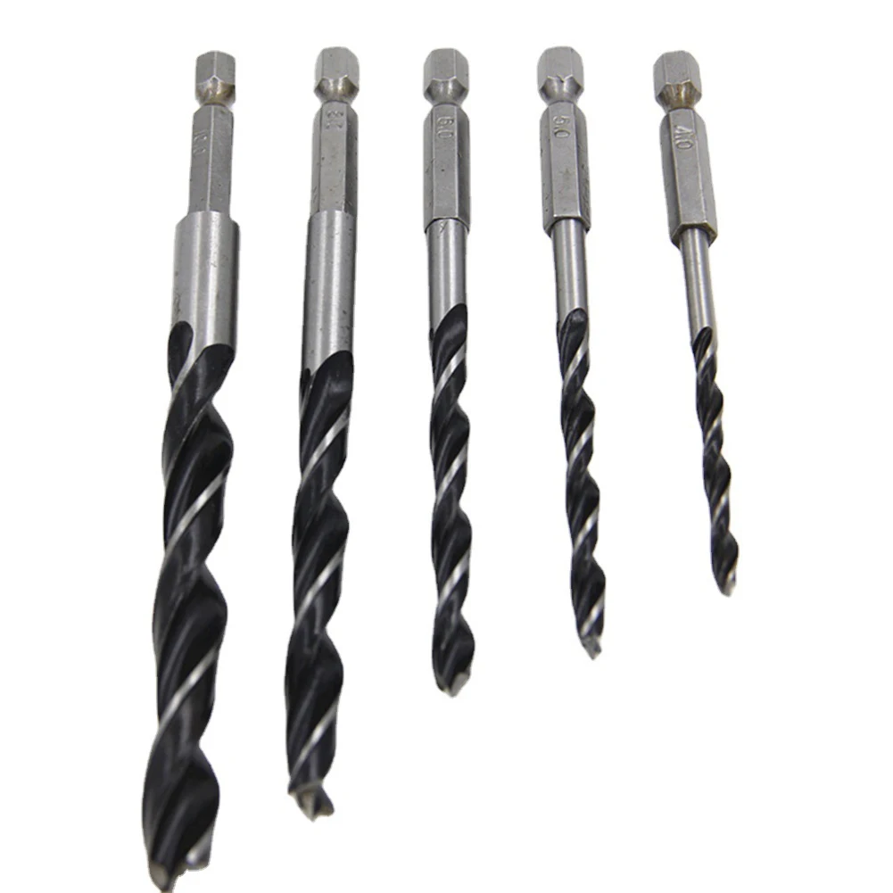 For Woodworking Drilling Drill Bits Three-pointed /6mm /8mm 5 Piece Set Hex Shank Three Point Woodworking Drill