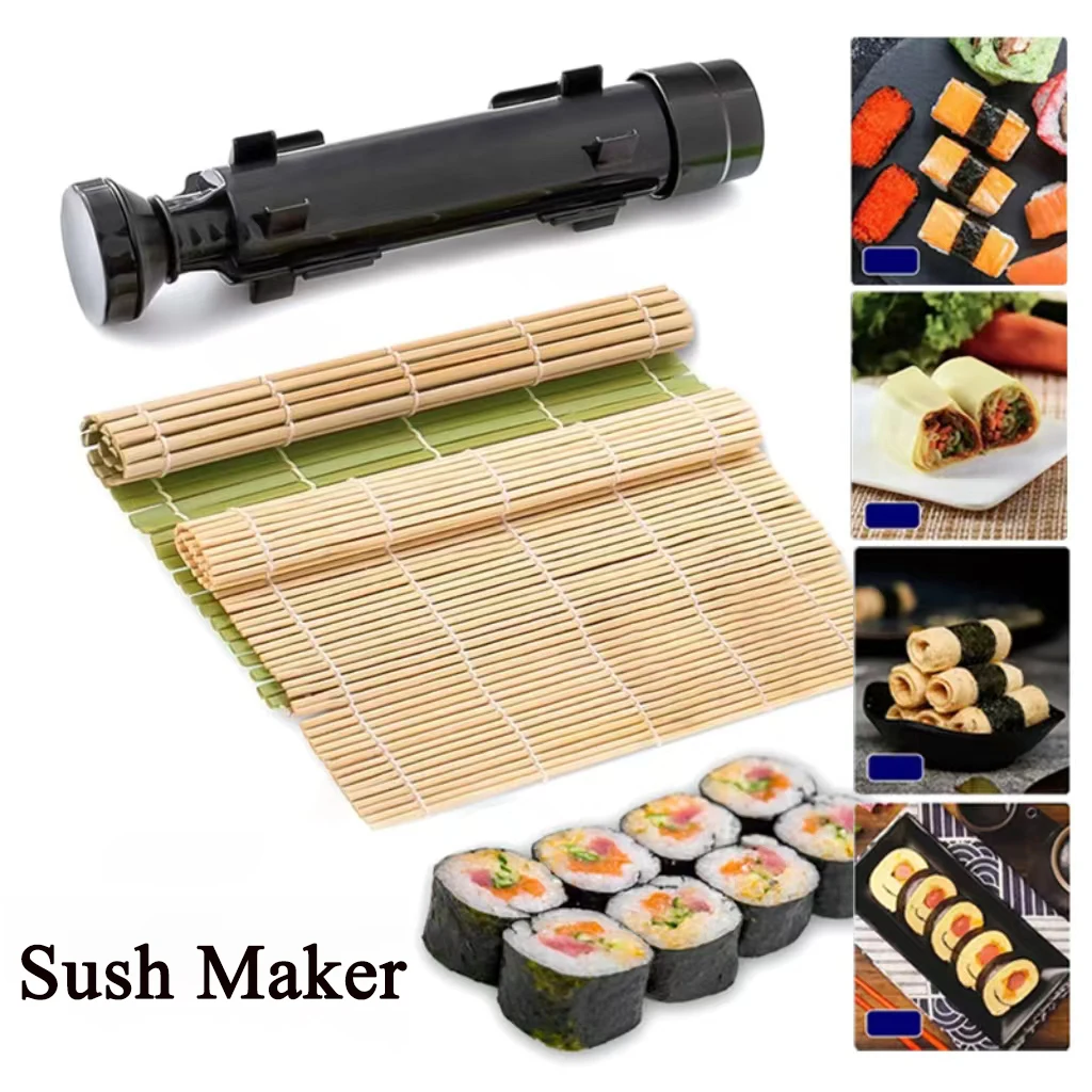 DIY Cylinder Sushi Making Machine Quick Sushi Bazooka Japanese Rolled Rice Meat Mold Rice Ball Mold Kitchen Bento Accessories