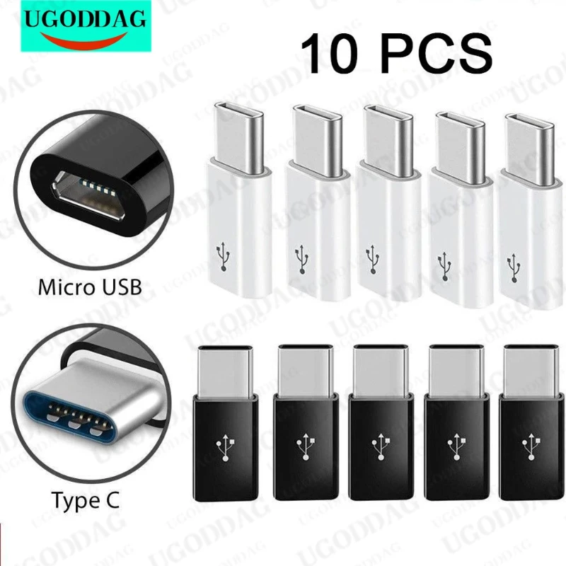 Adaptador Micro USB a tipo C, Conector Micro USB a tipo C para Huawei p30 LITE P40 Xiaomi mi 9 10 Pro, 10 Uds.