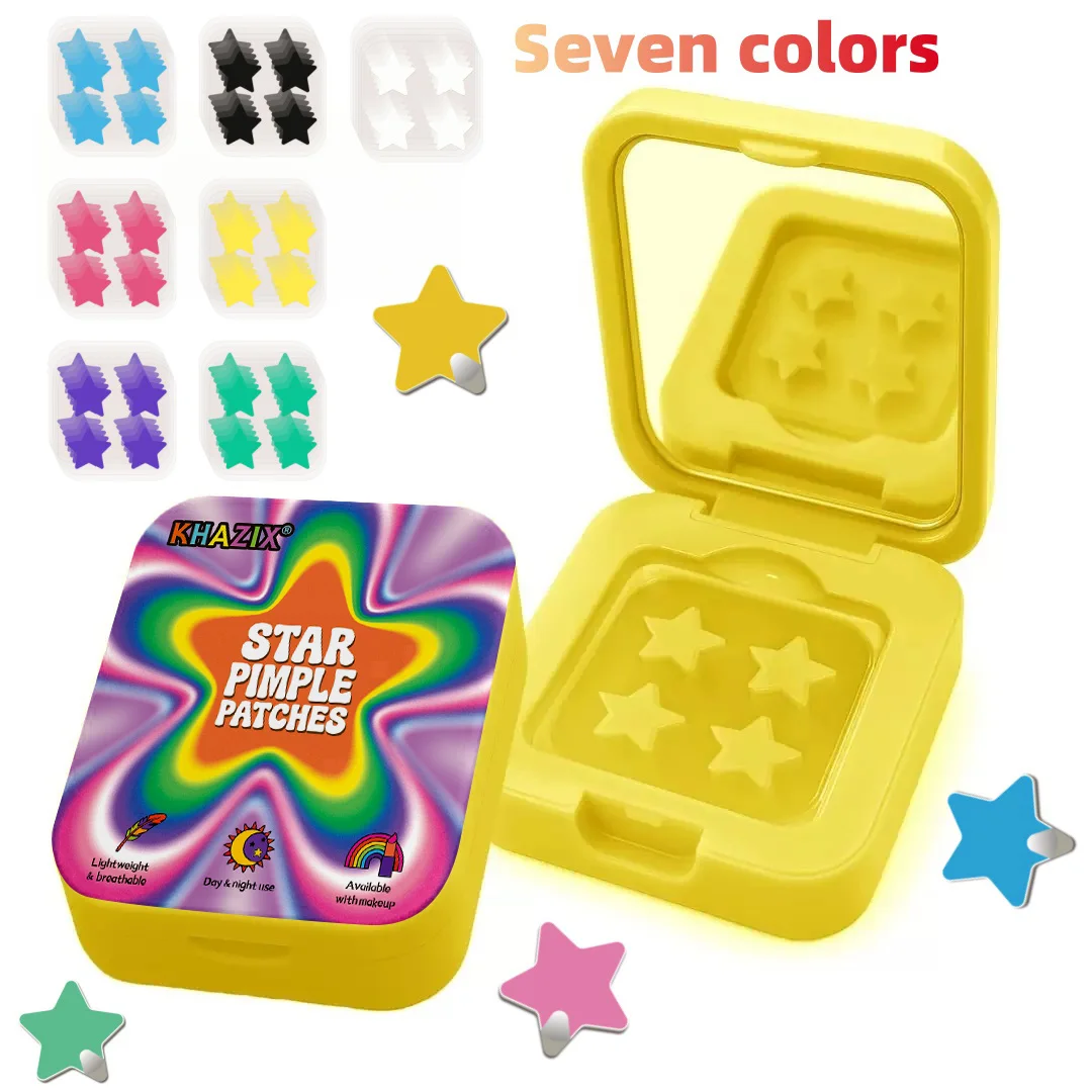 I cerotti per l'acne stellati multicolori da 60 pezzi vengono forniti con uno specchio per il trucco. Portalo con te a qualsiasi momento per toccare il trucco. Colorato