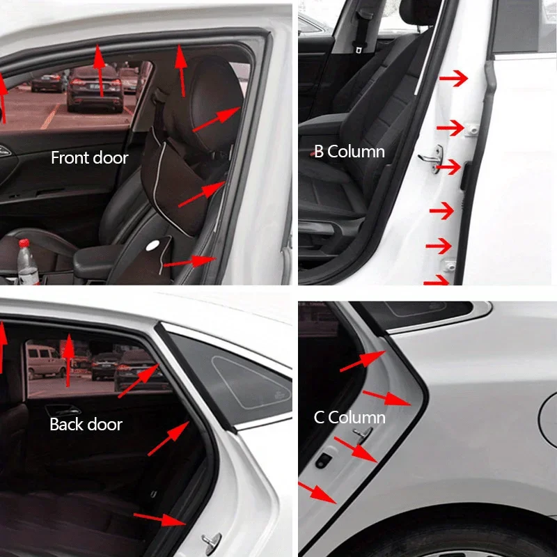 Car Door Rubber Seal Strip L-type Double Layer Sealing Adhesive Stickers Noise Insulation Weatherstrip Auto Interior Accessories