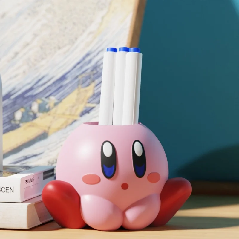 Kirby Pen Holder Anime Desktop Storage Box Cartoon Statue Anime Figure Porch Table Ornament Desk Decoration Kids Holiday Gifts