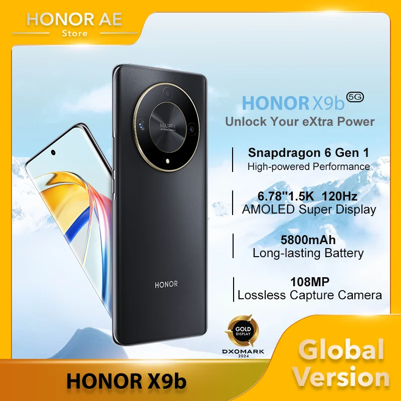 HONOR X9b 5G Global Version 12GB 512GB 6.78" Anti-Drop 120Hz Display 108MP Triple Cameras Android13 Dual SIM Magic6 Lite X50