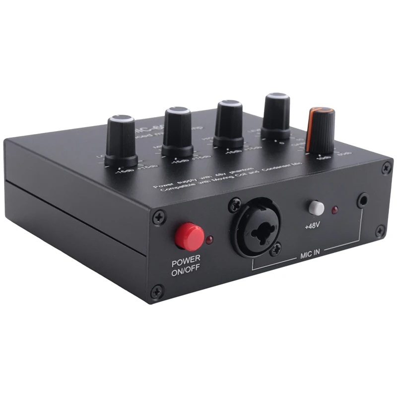 

MIC-60 3-Band Equalizer Balanced Mic Preamp Microphone Preamplifier with DC Cable and 6.5mm Cable-A22U