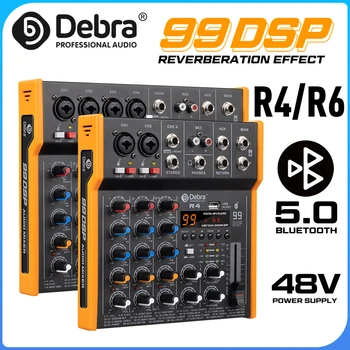 R4/R6 Taşınabilir Çoklu Ses Mikseri, DJ Kontrol Cihazı 99DSP Stereo, PC Kaydı için 6,5 mm Çıkışlı Tip-c Ses Kartı, Küçük Bantlar