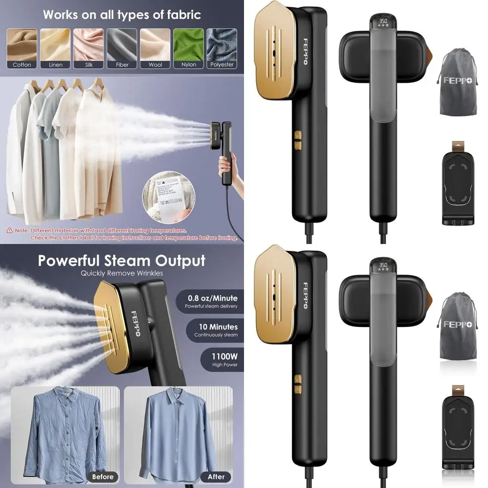 

Портативный отпариватель для одежды и утюг с двойным напряжением, 110-240В, 1100Вт, быстрый нагрев, большая керамическая панель, идеально подходит для дома и путешествий.