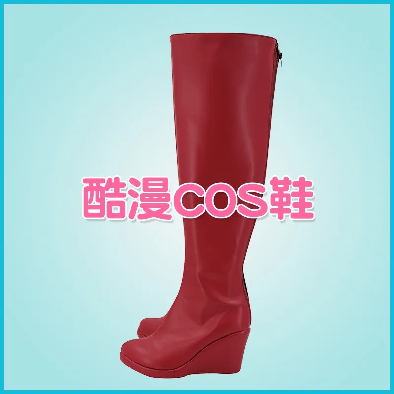 Winxclub Princess Musa Costume Cosplay Scarpe Stivali in ecopelle fatti a mano rosso vino per la festa di Natale di Halloween