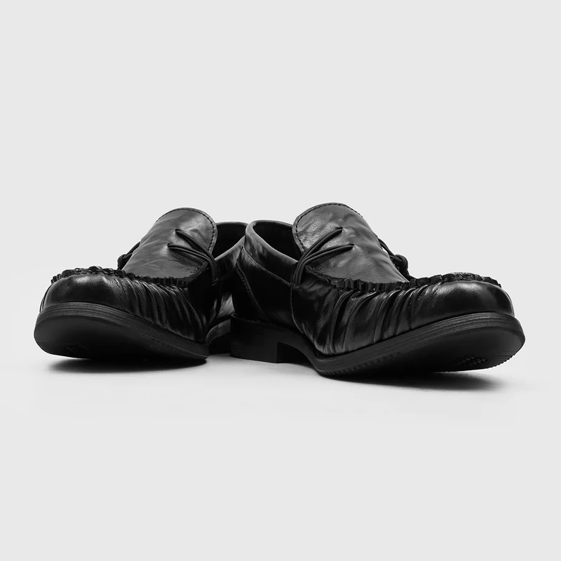 Men's Black Leather Ankle Boots Chunky Platform Side Zip Thick Sole Casual Combat Boots Gothic Streetwear Footwear 2026 New