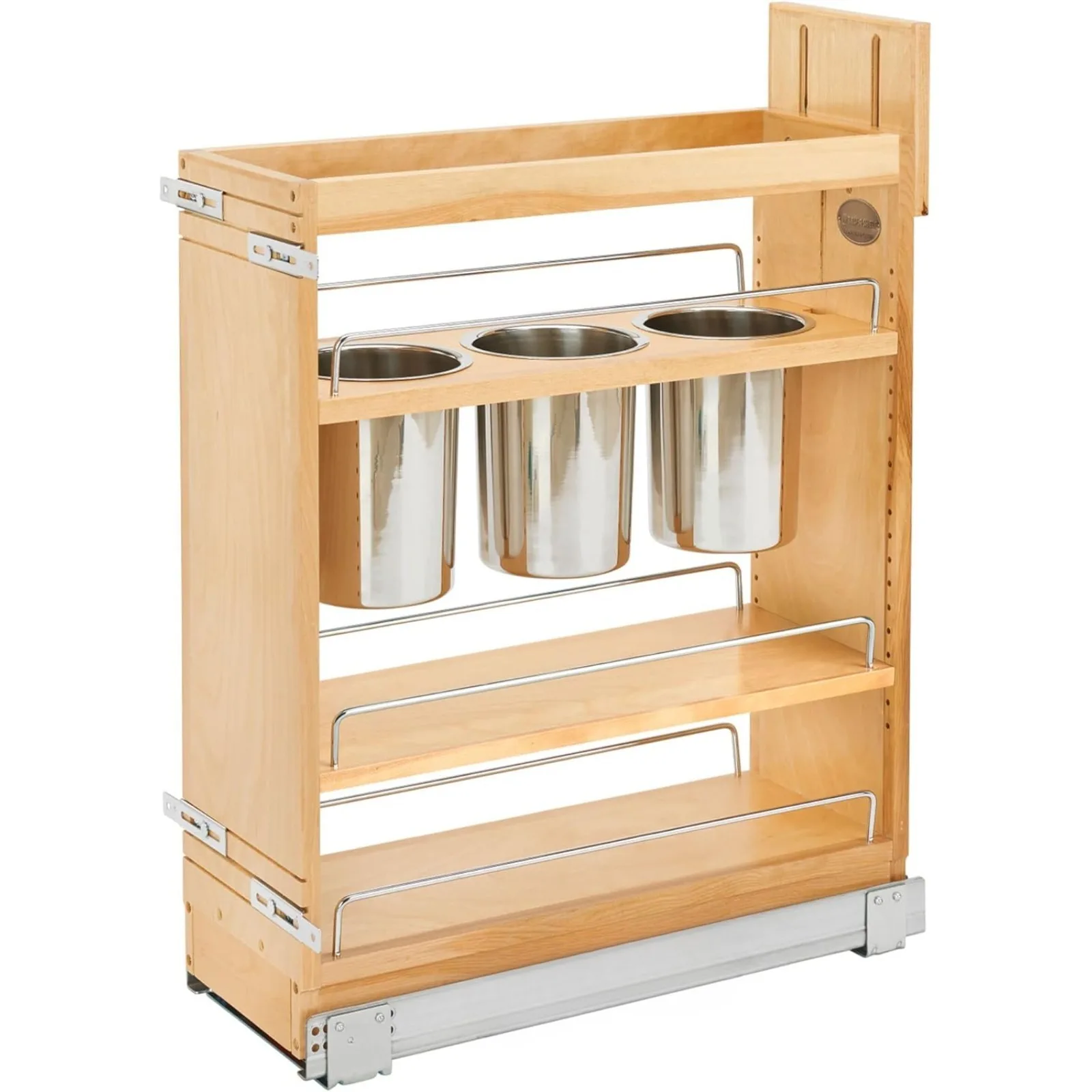 

US 8" Pull Out Storage Organizer for Base Kitchen Cabinets w/ Soft-Close, Sliding Shelves for Utilities