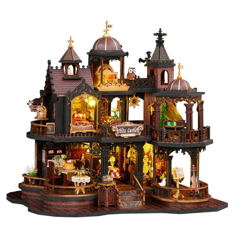 

DIY Mini Wooden Doll Houses Assembly Building Kits Castle Casa Doll Houses With Furniture Lights Dollhouses For Birthday Gifts