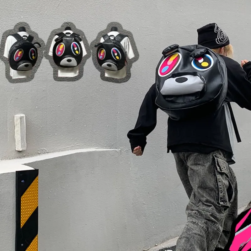 حقيبة ظهر JIAERDI لطيفة ومضحكة على شكل دب أسود للجنسين حقيبة مدرسية ذات سعة كبيرة إبداعية وفريدة من نوعها على الموضة Mochilas Mujer